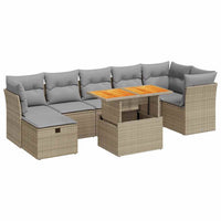 Thumbnail for 8-tlg. Garten-Sofagarnitur mit Kissen Beige Poly Rattan Akazie