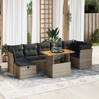Thumbnail for 8-tlg. Garten-Sofagarnitur mit Kissen Grau Poly Rattan Akazie