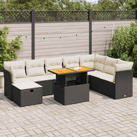 Thumbnail for 9-tlg. Garten-Sofagarnitur mit Kissen Schwarz Poly Rattan
