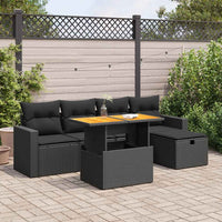 Thumbnail for 6-tlg. Garten-Sofagarnitur mit Kissen Schwarz Poly Rattan
