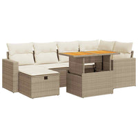 Thumbnail for 8-tlg. Garten-Sofagarnitur mit Kissen Beige Poly Rattan Akazie