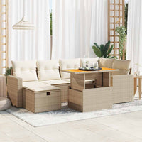 Thumbnail for 8-tlg. Garten-Sofagarnitur mit Kissen Beige Poly Rattan Akazie