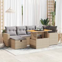 Thumbnail for 8-tlg. Garten-Sofagarnitur mit Kissen Beige Poly Rattan Akazie