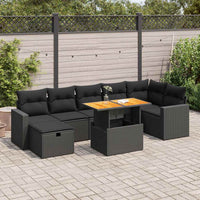 Thumbnail for 5tlg. Garten-Sofagarnitur mit Kissen Schwarz Poly Rattan Akazie