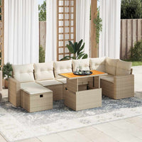 Thumbnail for 5-tlg. Garten-Sofagarnitur mit Kissen Beige Poly Rattan Akazie