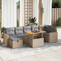Thumbnail for 5-tlg. Garten-Sofagarnitur mit Kissen Beige Poly Rattan Akazie