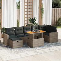 Thumbnail for 5-tlg. Garten-Sofagarnitur mit Kissen Grau Poly Rattan Akazie