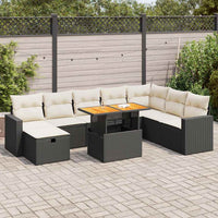 Thumbnail for 9-tlg. Garten-Sofagarnitur mit Kissen Schwarz Poly Rattan