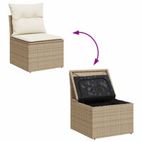 Thumbnail for 9-tlg. Garten-Sofagarnitur mit Kissen Beige Poly Rattan Akazie