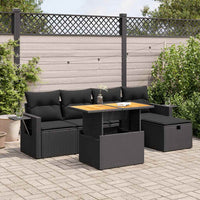 Thumbnail for 6-tlg. Garten-Sofagarnitur mit Kissen Schwarz Poly Rattan