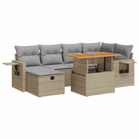 Thumbnail for 8-tlg. Garten-Sofagarnitur mit Kissen Beige Poly Rattan Akazie