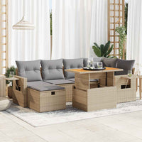 Thumbnail for 8-tlg. Garten-Sofagarnitur mit Kissen Beige Poly Rattan Akazie