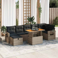 Thumbnail for 5-tlg. Garten-Sofagarnitur mit Kissen Grau Poly Rattan Akazie