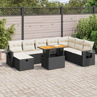 Thumbnail for 9-tlg. Garten-Sofagarnitur mit Kissen Schwarz Poly Rattan