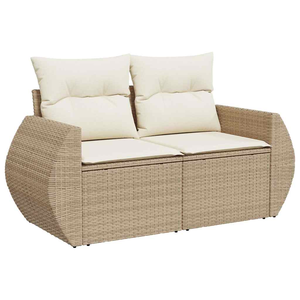 6-tlg. Garten-Sofagarnitur mit Kissen Beige Poly Rattan Akazie