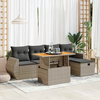 Thumbnail for 6-tlg. Garten-Sofagarnitur mit Kissen Grau Poly Rattan Akazie