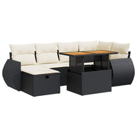 Thumbnail for 8-tlg. Garten-Sofagarnitur mit Kissen Schwarz Poly Rattan