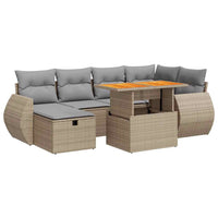 Thumbnail for 8-tlg. Garten-Sofagarnitur mit Kissen Beige Poly Rattan Akazie