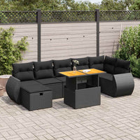 Thumbnail for 5tlg. Garten-Sofagarnitur mit Kissen Schwarz Poly Rattan Akazie