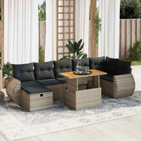 Thumbnail for 5-tlg. Garten-Sofagarnitur mit Kissen Grau Poly Rattan Akazie