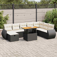 Thumbnail for 9-tlg. Garten-Sofagarnitur mit Kissen Schwarz Poly Rattan