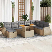 Thumbnail for 9-tlg. Garten-Sofagarnitur mit Kissen Beige Poly Rattan Akazie