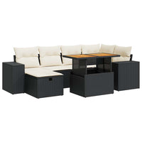 Thumbnail for 8-tlg. Garten-Sofagarnitur mit Kissen Schwarz Poly Rattan