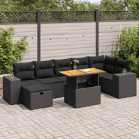 Thumbnail for 5tlg. Garten-Sofagarnitur mit Kissen Schwarz Poly Rattan Akazie