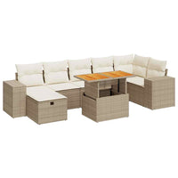 Thumbnail for 5-tlg. Garten-Sofagarnitur mit Kissen Beige Poly Rattan Akazie