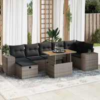 Thumbnail for 5-tlg. Garten-Sofagarnitur mit Kissen Grau Poly Rattan Akazie
