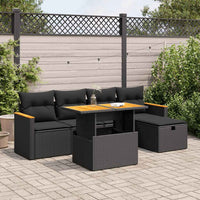 Thumbnail for 6-tlg. Garten-Sofagarnitur mit Kissen Schwarz Poly Rattan
