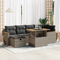 Thumbnail for 8-tlg. Garten-Sofagarnitur mit Kissen Grau Poly Rattan