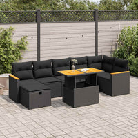 Thumbnail for 5-tlg. Garten-Sofagarnitur mit Kissen Schwarz Poly Rattan