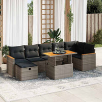 Thumbnail for 5-tlg. Garten-Sofagarnitur mit Kissen Grau Poly Rattan