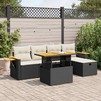 Thumbnail for 6-tlg. Garten-Sofagarnitur mit Kissen Schwarz Poly Rattan
