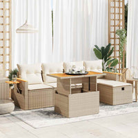Thumbnail for 6-tlg. Garten-Sofagarnitur mit Kissen Beige Poly Rattan
