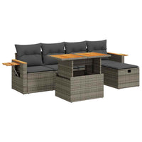 Thumbnail for 6-tlg. Garten-Sofagarnitur mit Kissen Grau Poly Rattan