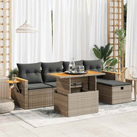 Thumbnail for 6-tlg. Garten-Sofagarnitur mit Kissen Grau Poly Rattan
