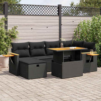 Thumbnail for 8-tlg. Garten-Sofagarnitur mit Kissen Schwarz Poly Rattan
