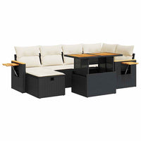 Thumbnail for 8-tlg. Garten-Sofagarnitur mit Kissen Schwarz Poly Rattan