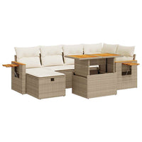 Thumbnail for 8-tlg. Garten-Sofagarnitur mit Kissen Beige Poly Rattan