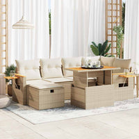 Thumbnail for 8-tlg. Garten-Sofagarnitur mit Kissen Beige Poly Rattan