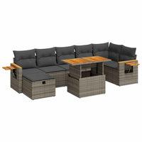 Thumbnail for 5-tlg. Garten-Sofagarnitur mit Kissen Grau Poly Rattan