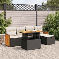 Thumbnail for 6-tlg. Garten-Sofagarnitur mit Kissen Schwarz Poly Rattan