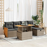 Thumbnail for 6-tlg. Garten-Sofagarnitur mit Kissen Grau Poly Rattan