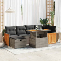 Thumbnail for 8-tlg. Garten-Sofagarnitur mit Kissen Grau Poly Rattan