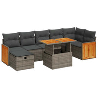 Thumbnail for 5-tlg. Garten-Sofagarnitur mit Kissen Grau Poly Rattan