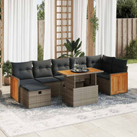 Thumbnail for 5-tlg. Garten-Sofagarnitur mit Kissen Grau Poly Rattan