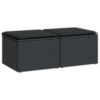 Thumbnail for 2-tlg. Garten-Sofagarnitur mit Kissen Schwarz Poly Rattan