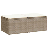 Thumbnail for 2-tlg. Garten-Sofagarnitur mit Kissen Beige Poly Rattan Akazie
